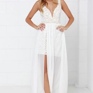 Lulu's MAKE WAY FOR WONDERFUL OFF WHITE LACE MAXI